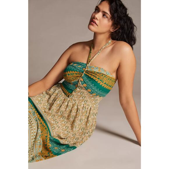 New Anthropologie TINY Twist Halter Maxi Dress $198 MEDIUM Green - Picture 5 of 5